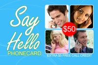 Say Hello phone card $50 - International Calling Cards