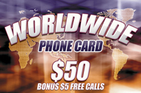 Worldwide Phone Card $50 - International Calling Cards